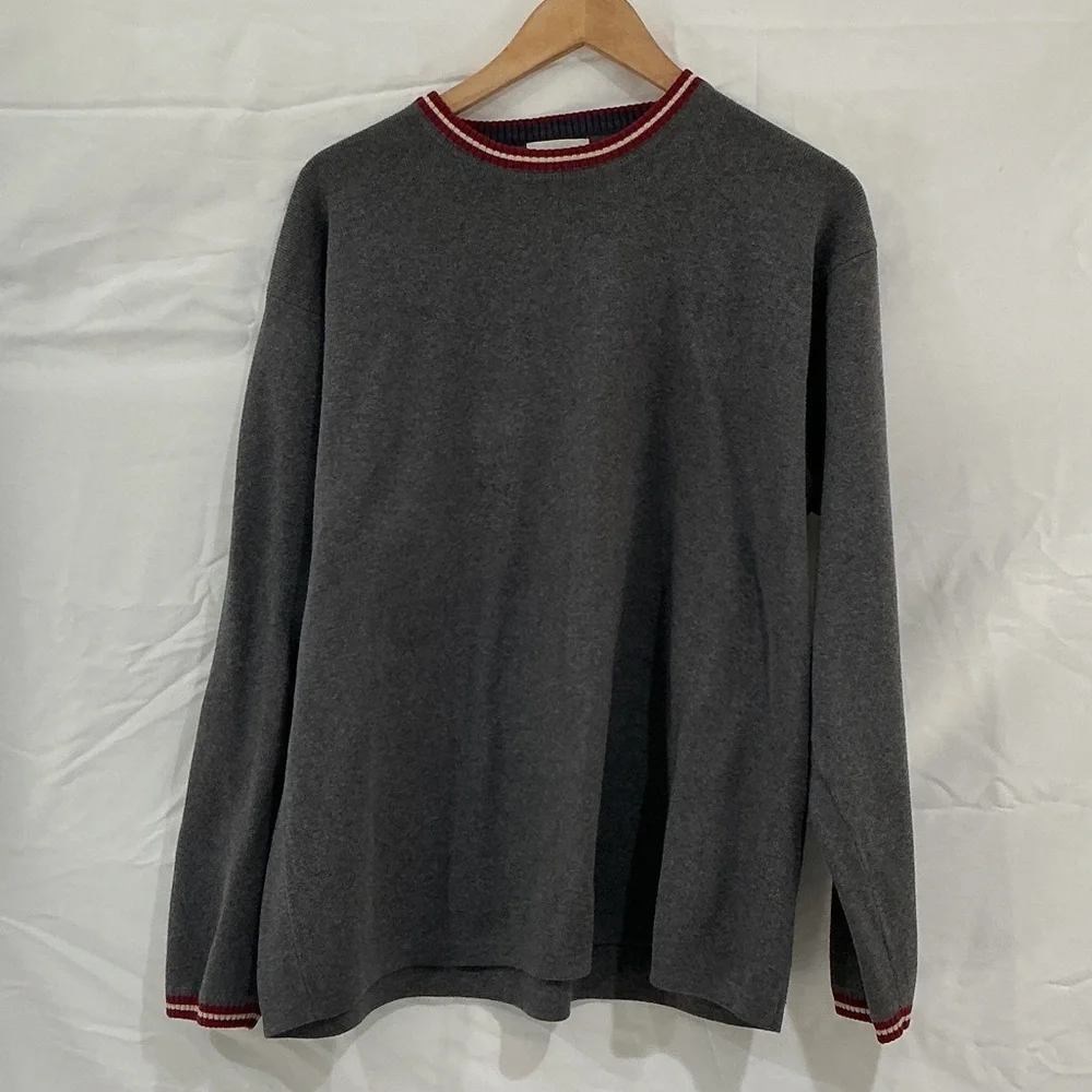 J. Crew Charcoal Sweater with Red Trim - Picture 1 of 7